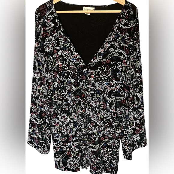 Coldwater Creek Sweaters - COLDWATER CREEK WOMAN FLORAL CARDIGAN WITH BUTTONS SIZE MEDIUM